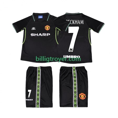 Billige Fotballdrakter Manchester United Beckham 7 1999 Barn Retro Tredjedraktsett 1998 Kortermet